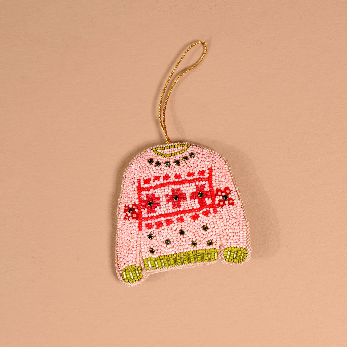 Beaded Ornament Christmas Sweater