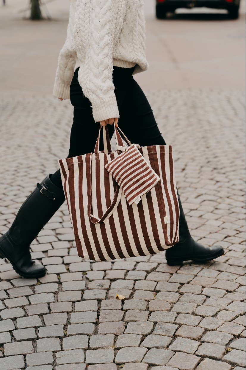 Original Stripe Tote Brown
