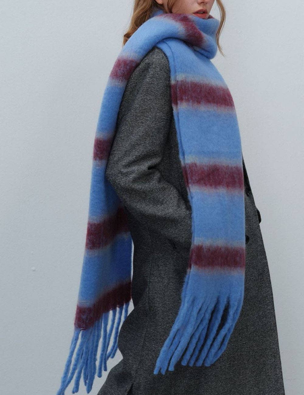 Sydney Striped Scarf Blue