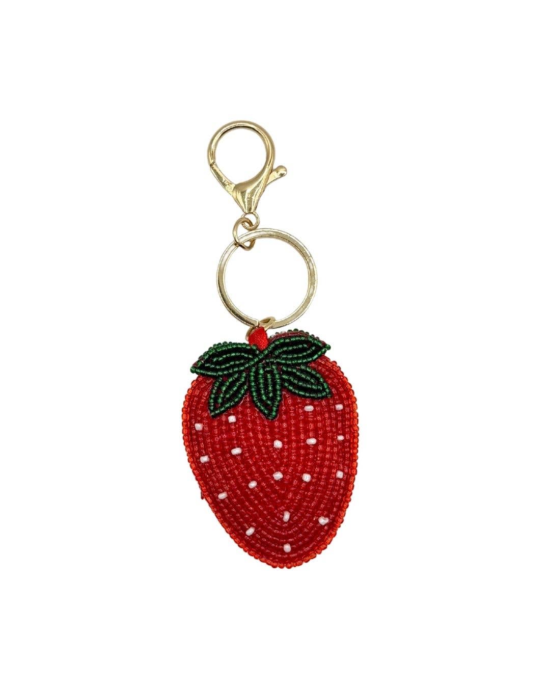 Beaded Bag Charm Strawberry