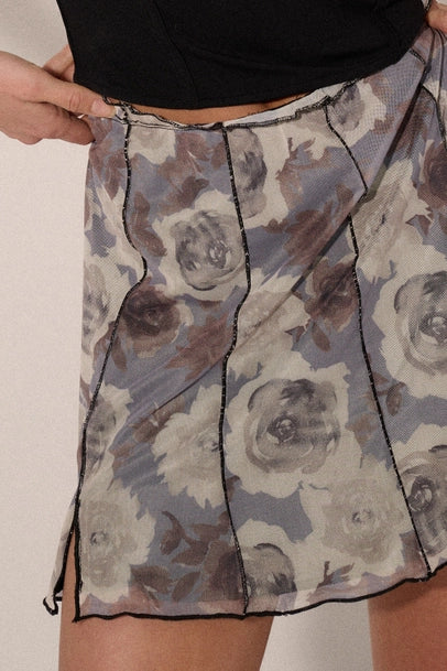 Aria Floral Mesh Mini Skirt