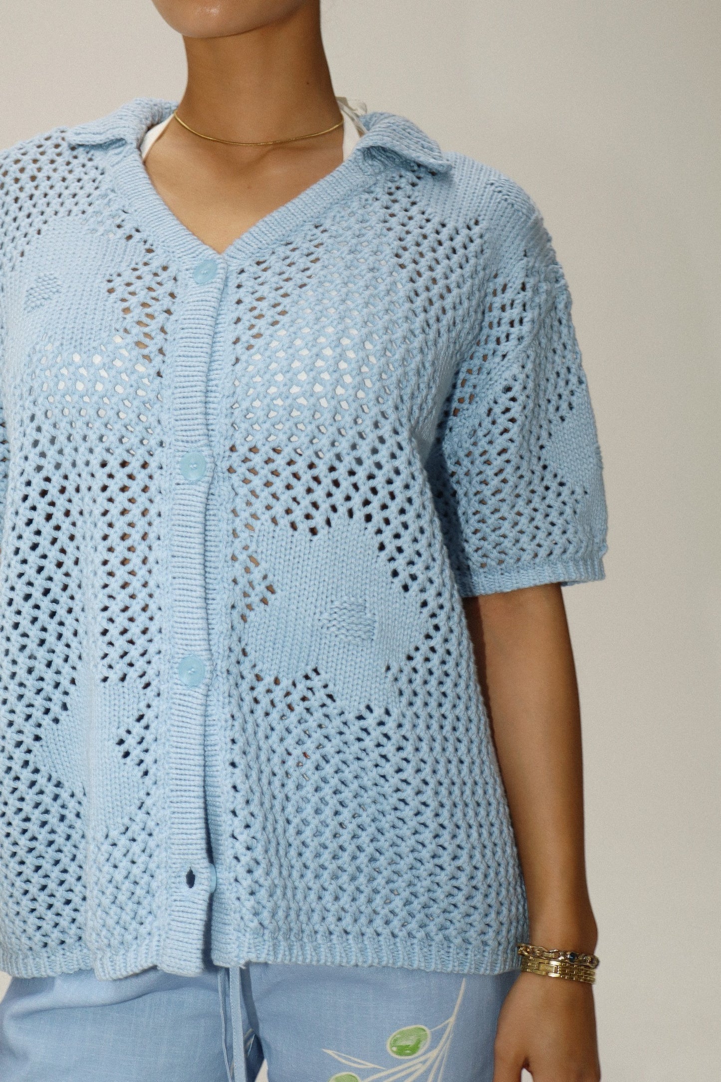 Maci Crochet Top Baby Blue