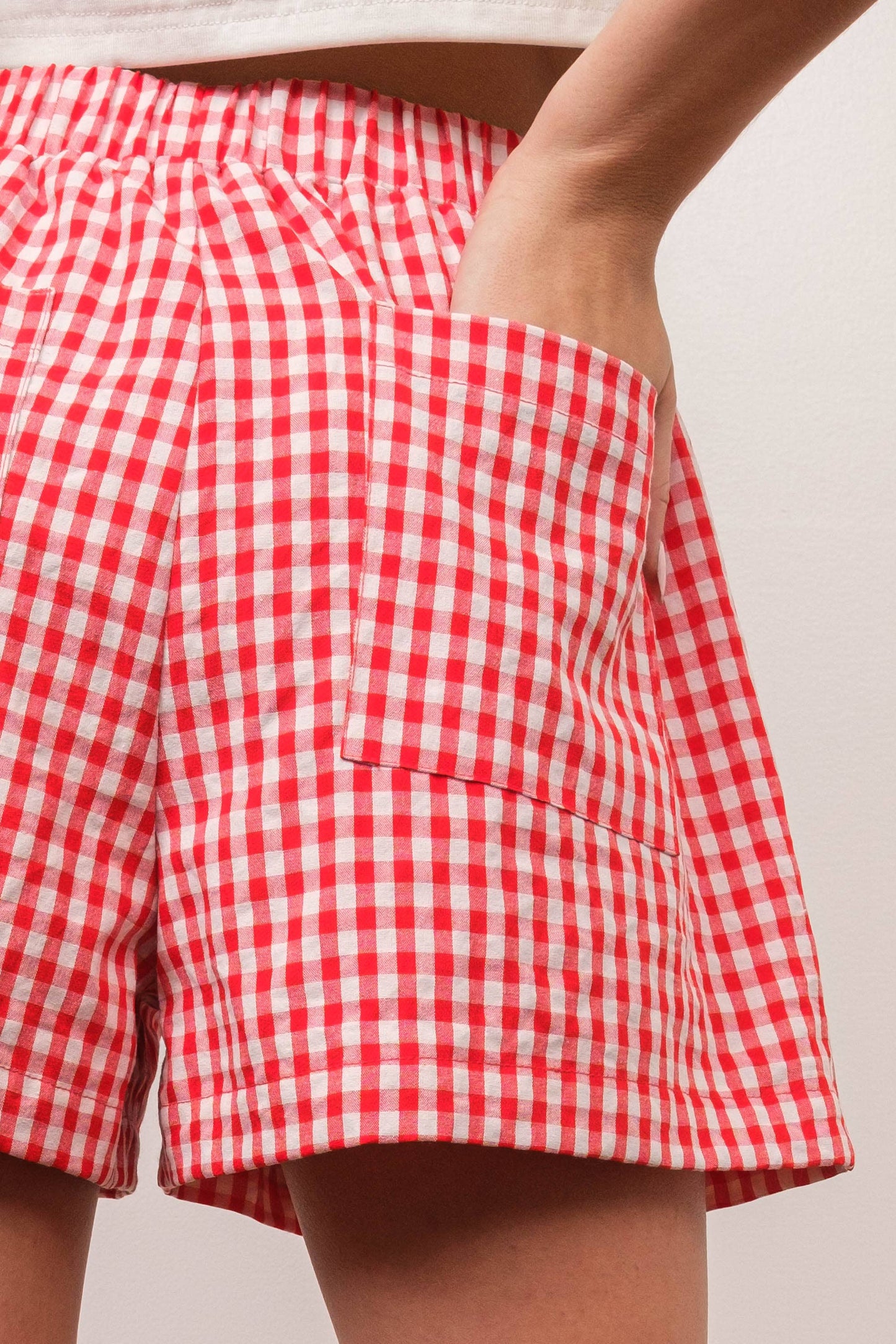 Billie Plaid Shorts Red