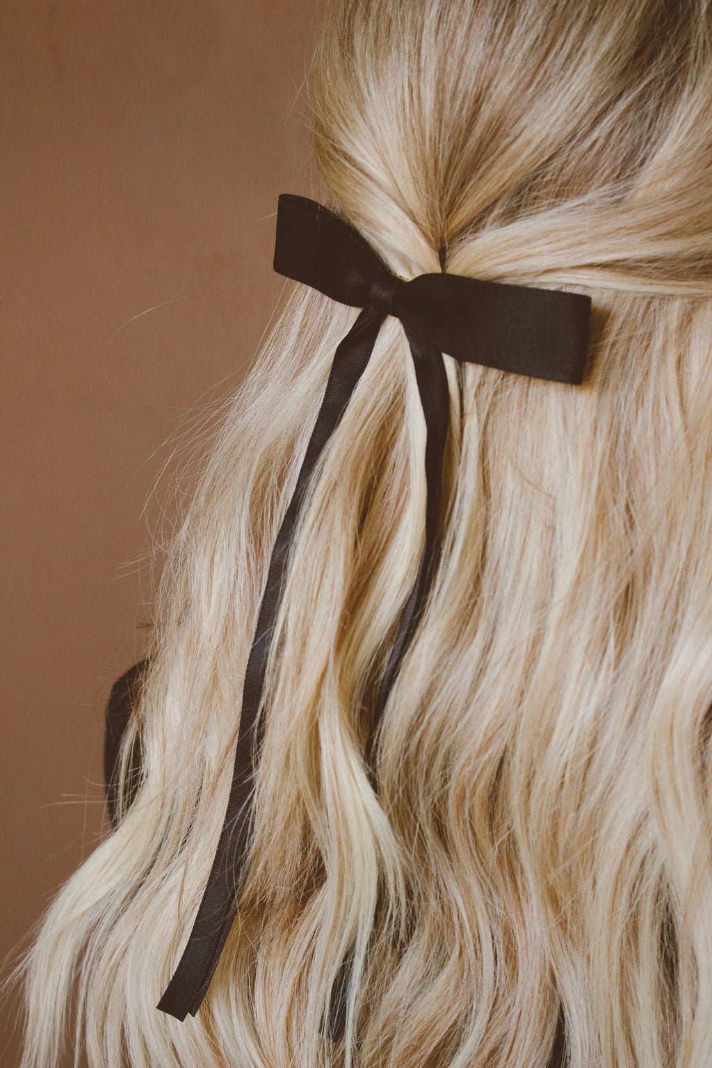 Satin Ribbon Bow Clip: Black