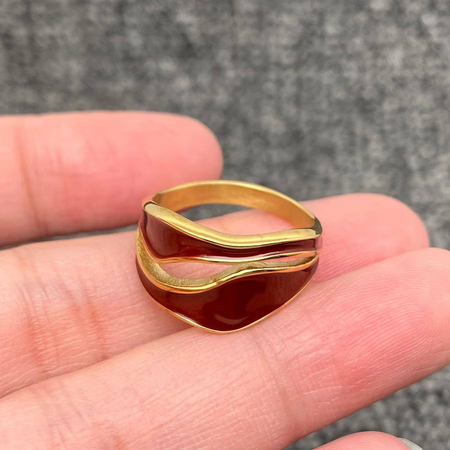 Ankela Red Two Tone Ring
