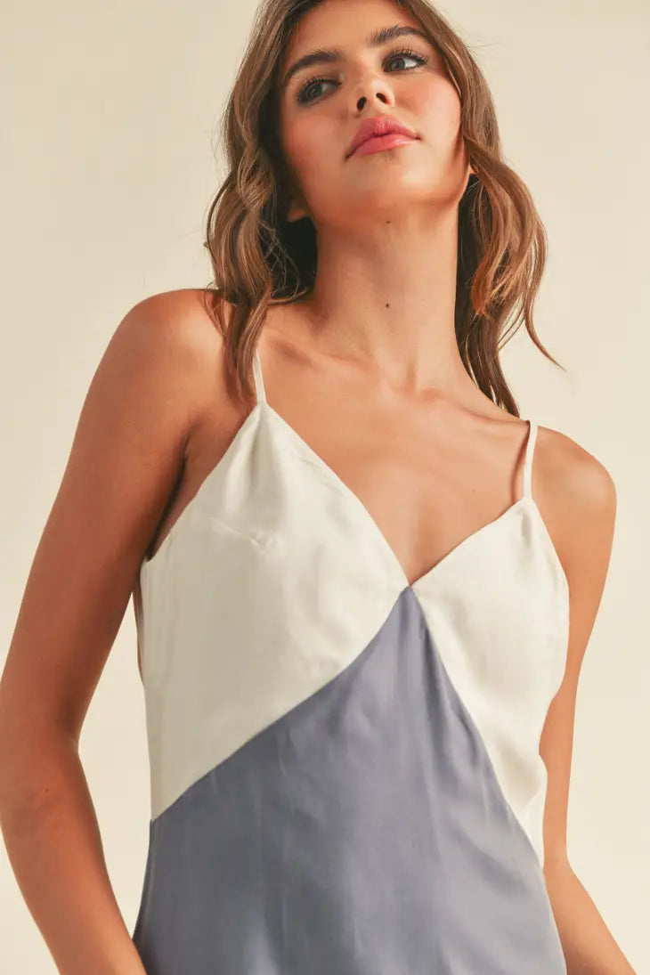 Lila Colorblock Maxi Dress