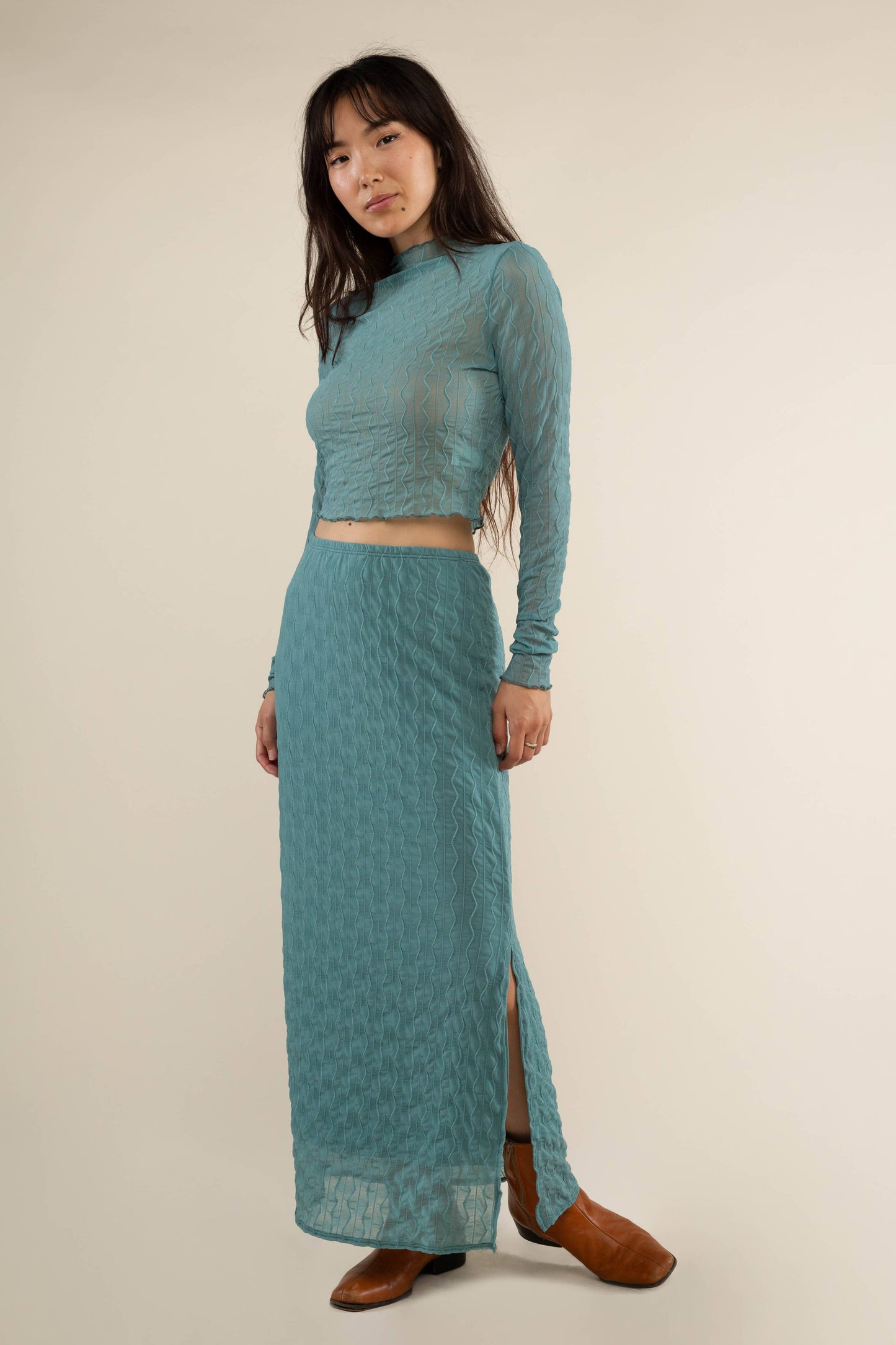 Mila Mesh Skirt Seafoam