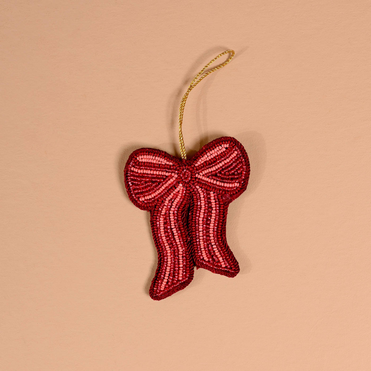 Beaded Ornament Red Bow