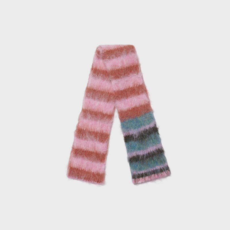 Striped Skinny Scarf Peach Pink