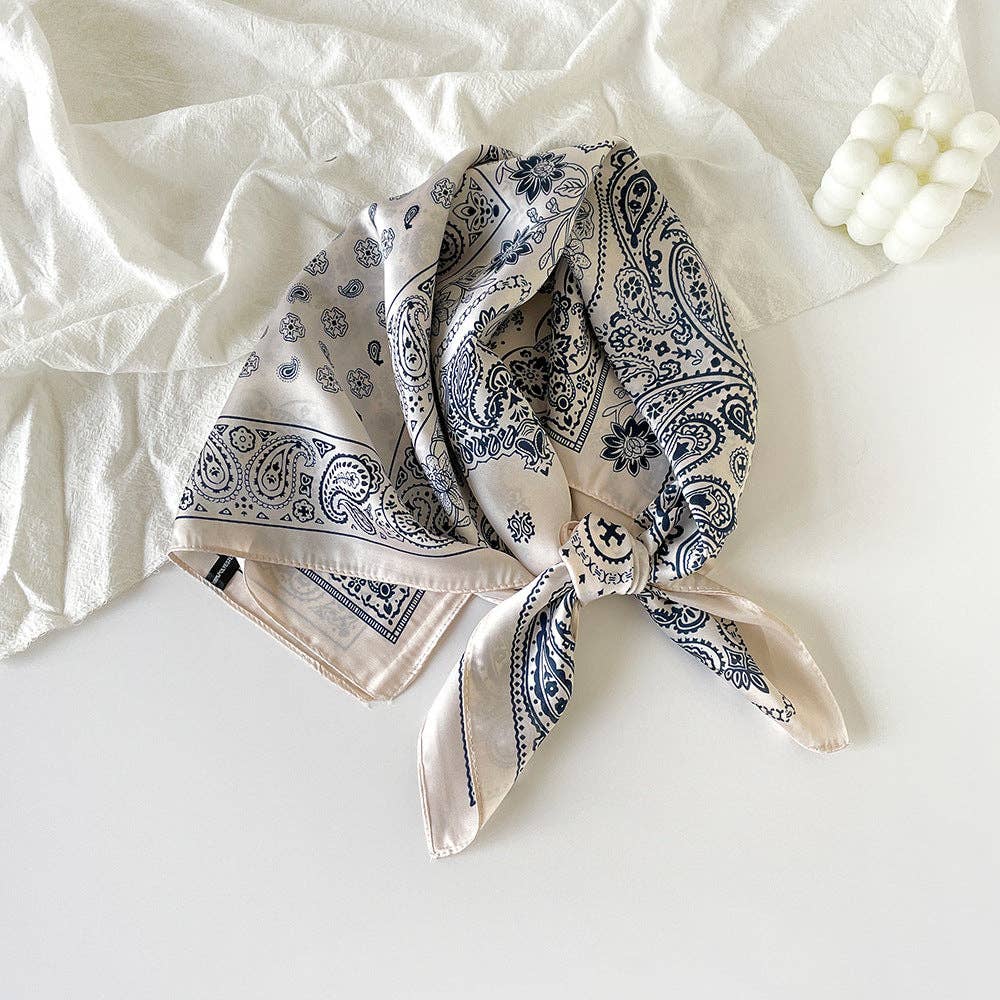 Paisley Scarf Beige/Blue