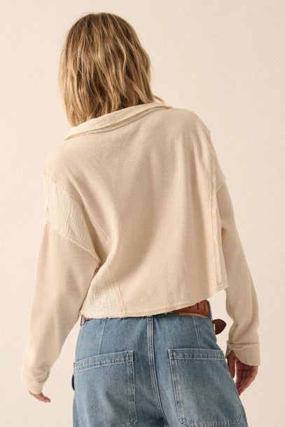 Leah Waffle Knit Half-Zip Top