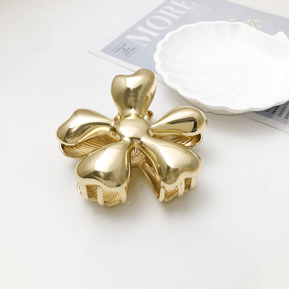 Flower Hair Claw Gold