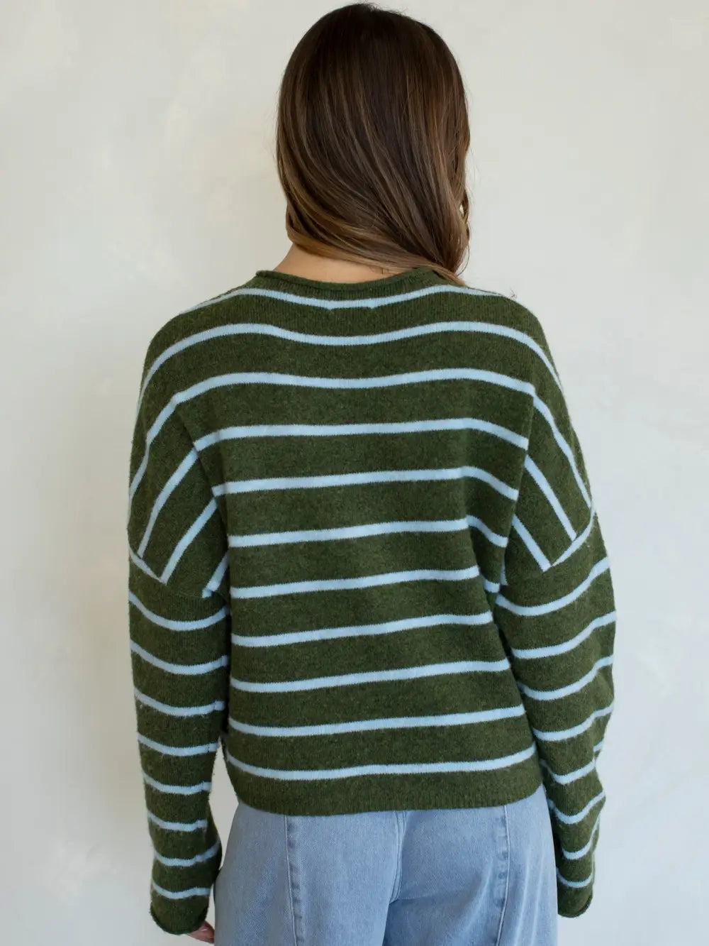 Lainey Striped Cardigan Olive/Blue
