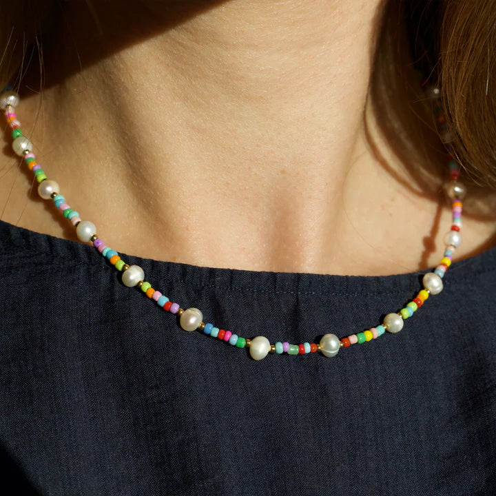 Vaclav Rainbow Beaded Pearl Necklace