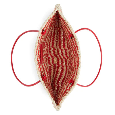Seaside Straw Tote Red