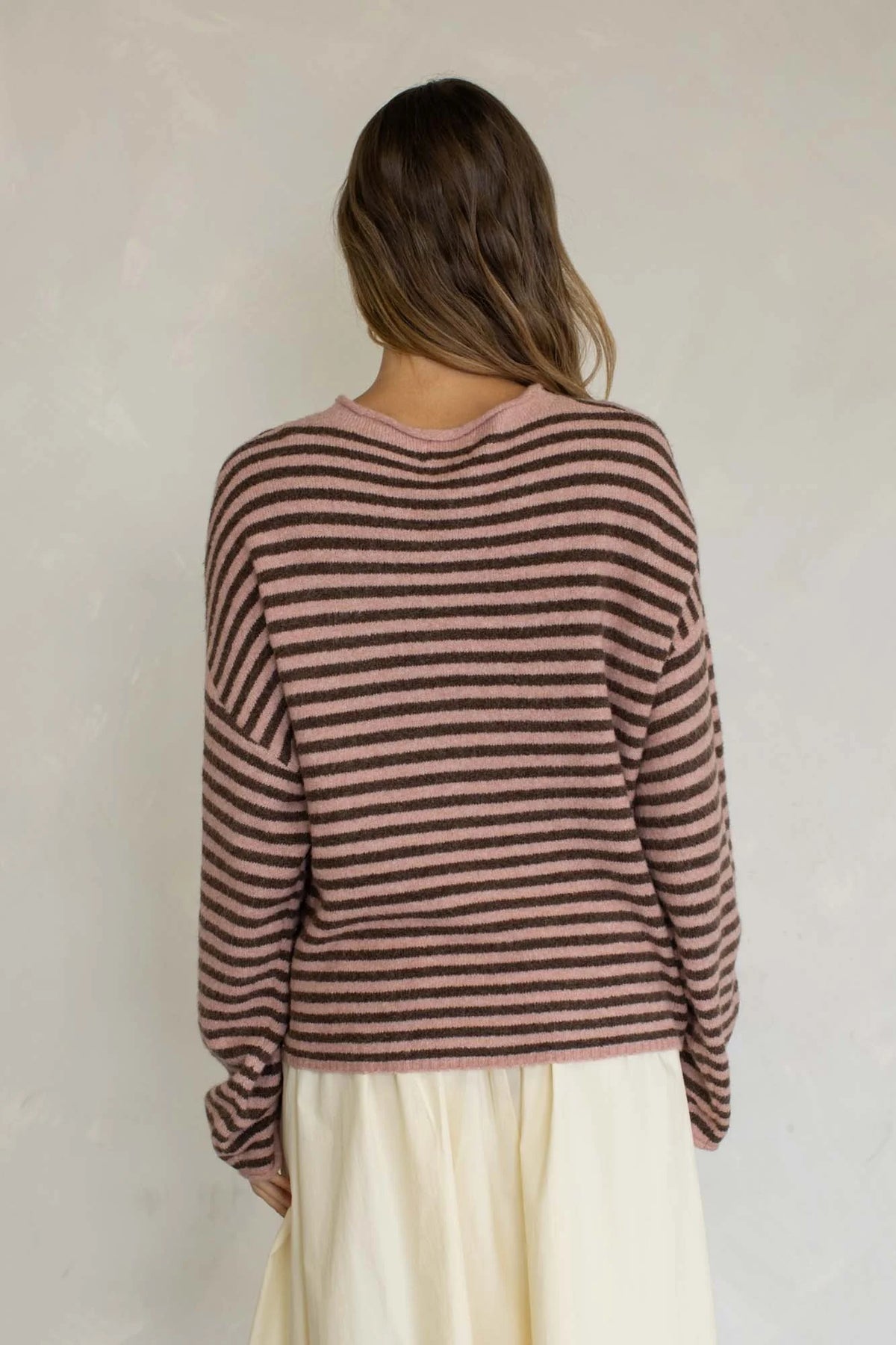 Frances Henley Top Pink/Brown