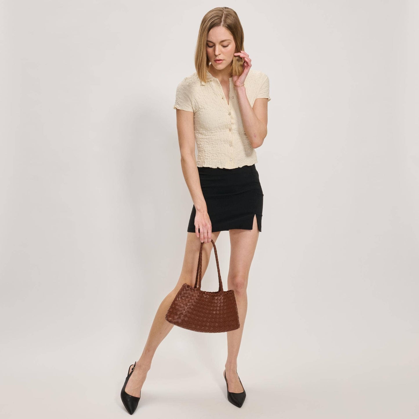 Millie Woven Shoulder Bag Chocolate