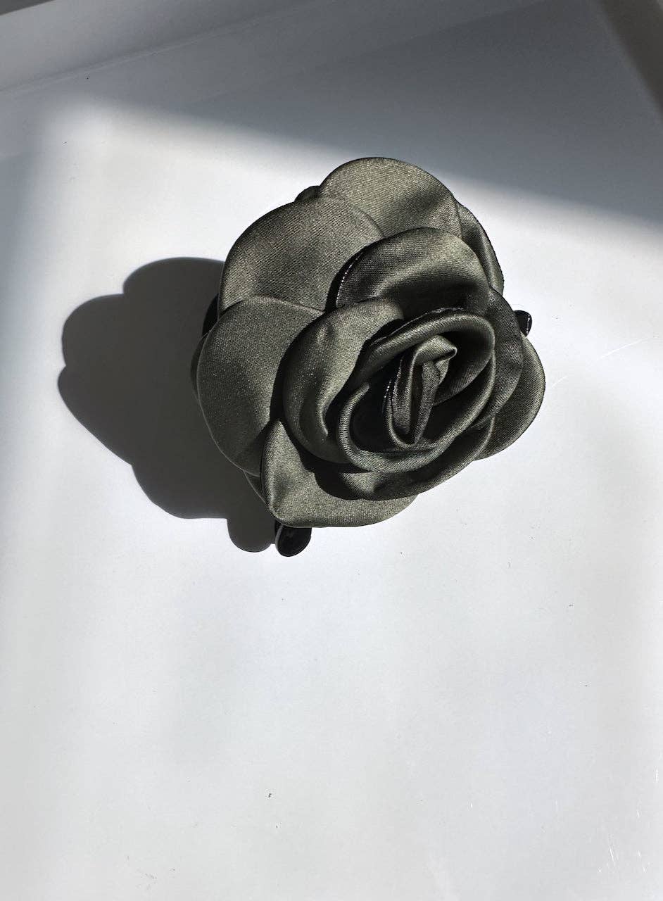 Satin Rose Claw Clip Pink