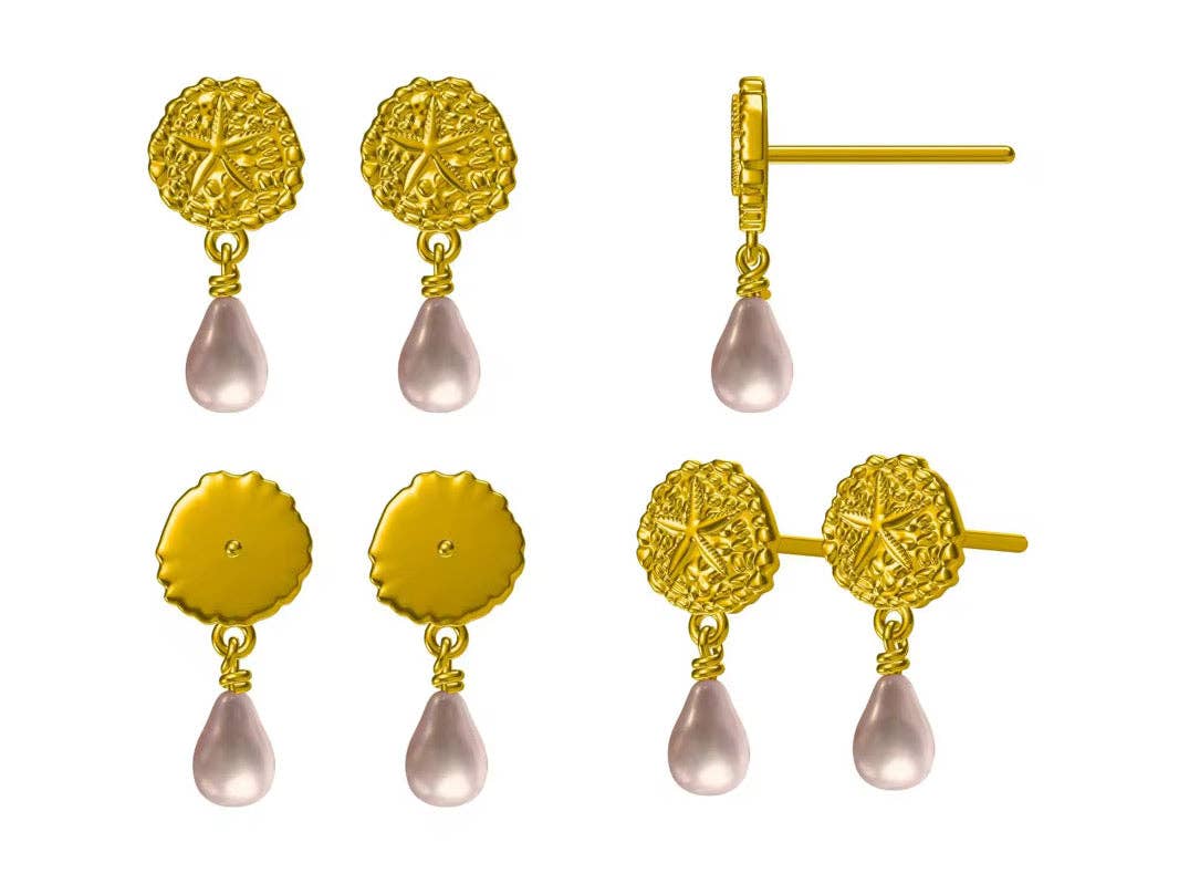 Sand Dollar Pearl Earrings