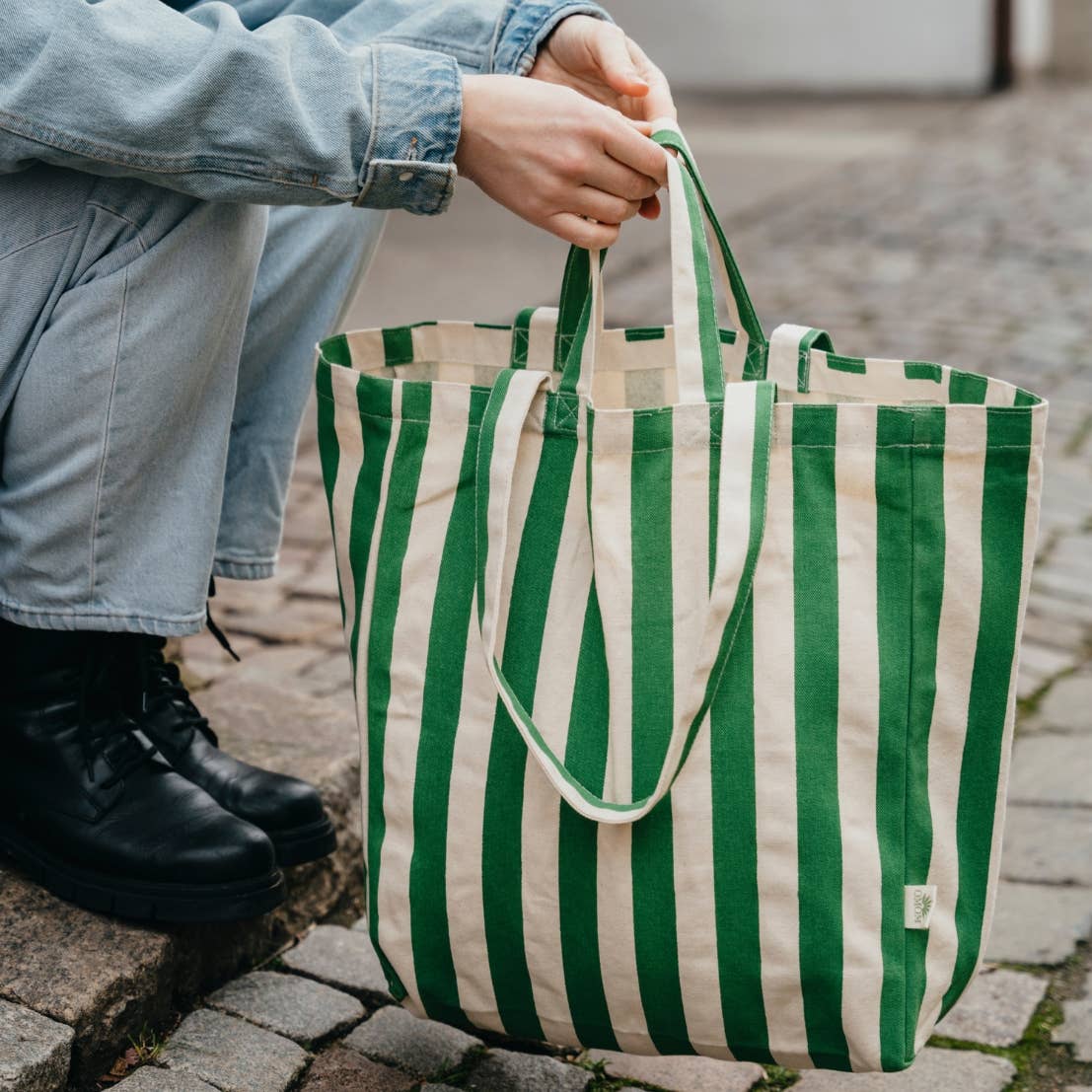 Original Stripe Tote Green