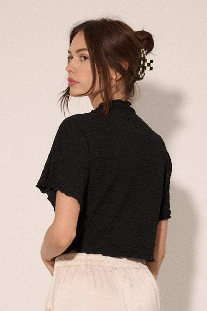Zoe Mock Neck Popcorn Top
