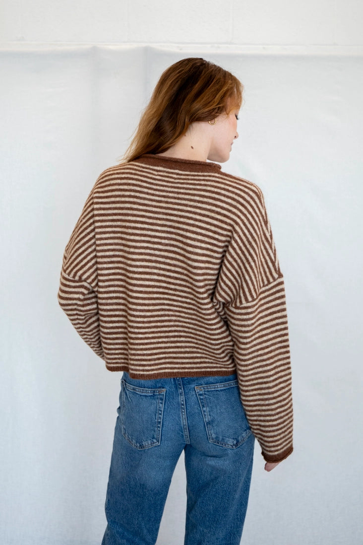 Lainey Cardigan Brown Stripe