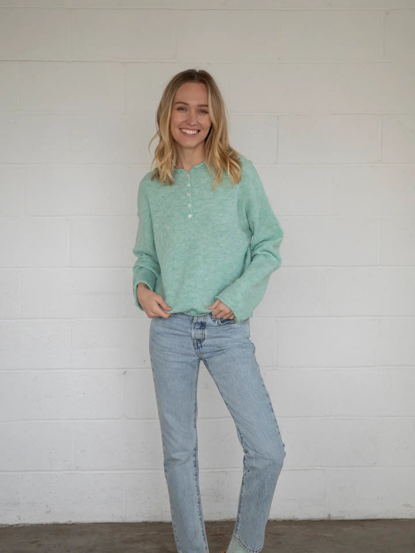 Frances Henley Top Seafoam