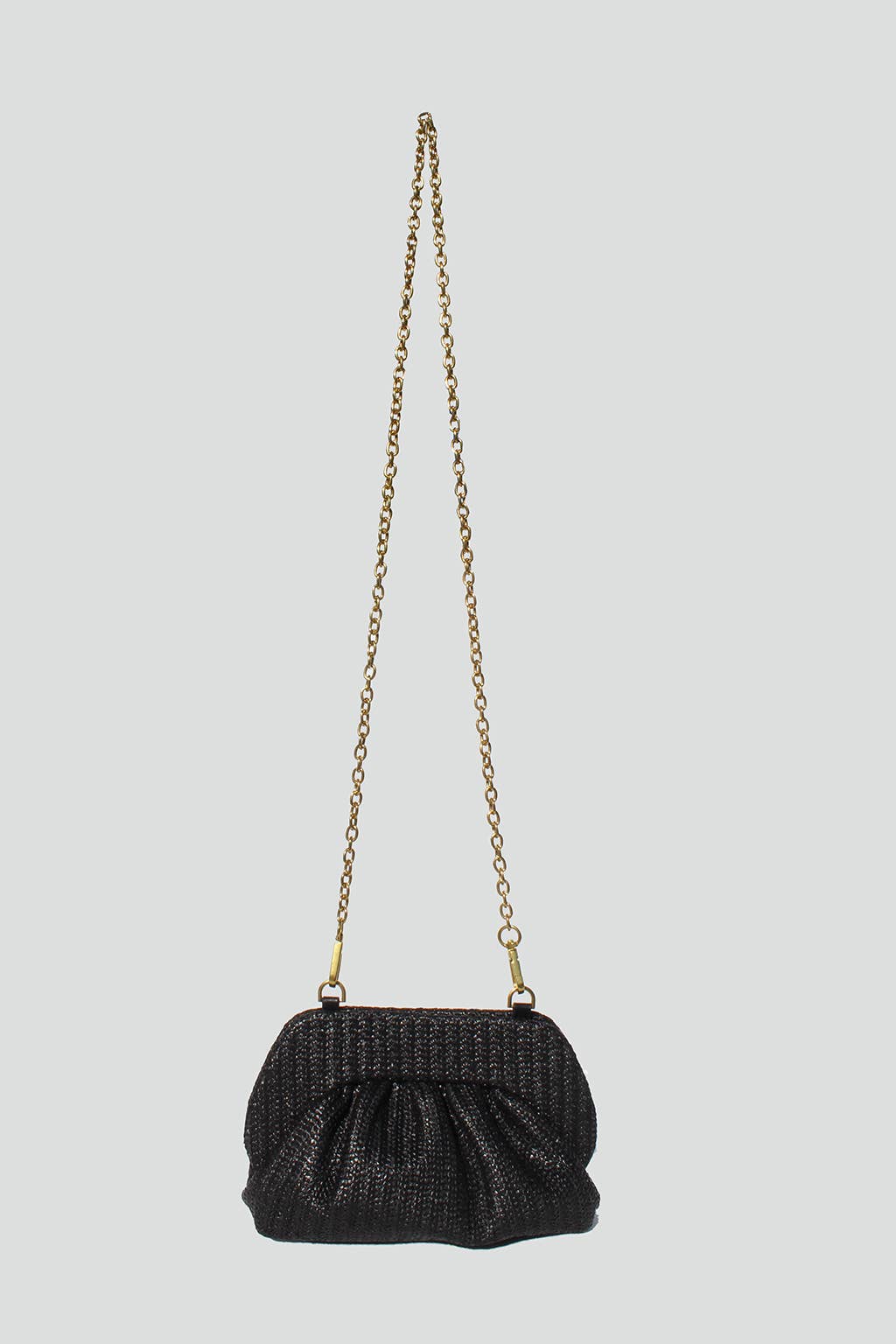 Noelle Straw Clutch Black