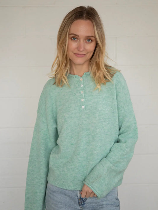 Frances Henley Top Seafoam