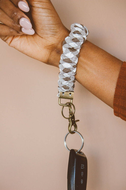 Brown Plaid Keychain