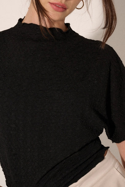 Zoe Mock Neck Popcorn Top