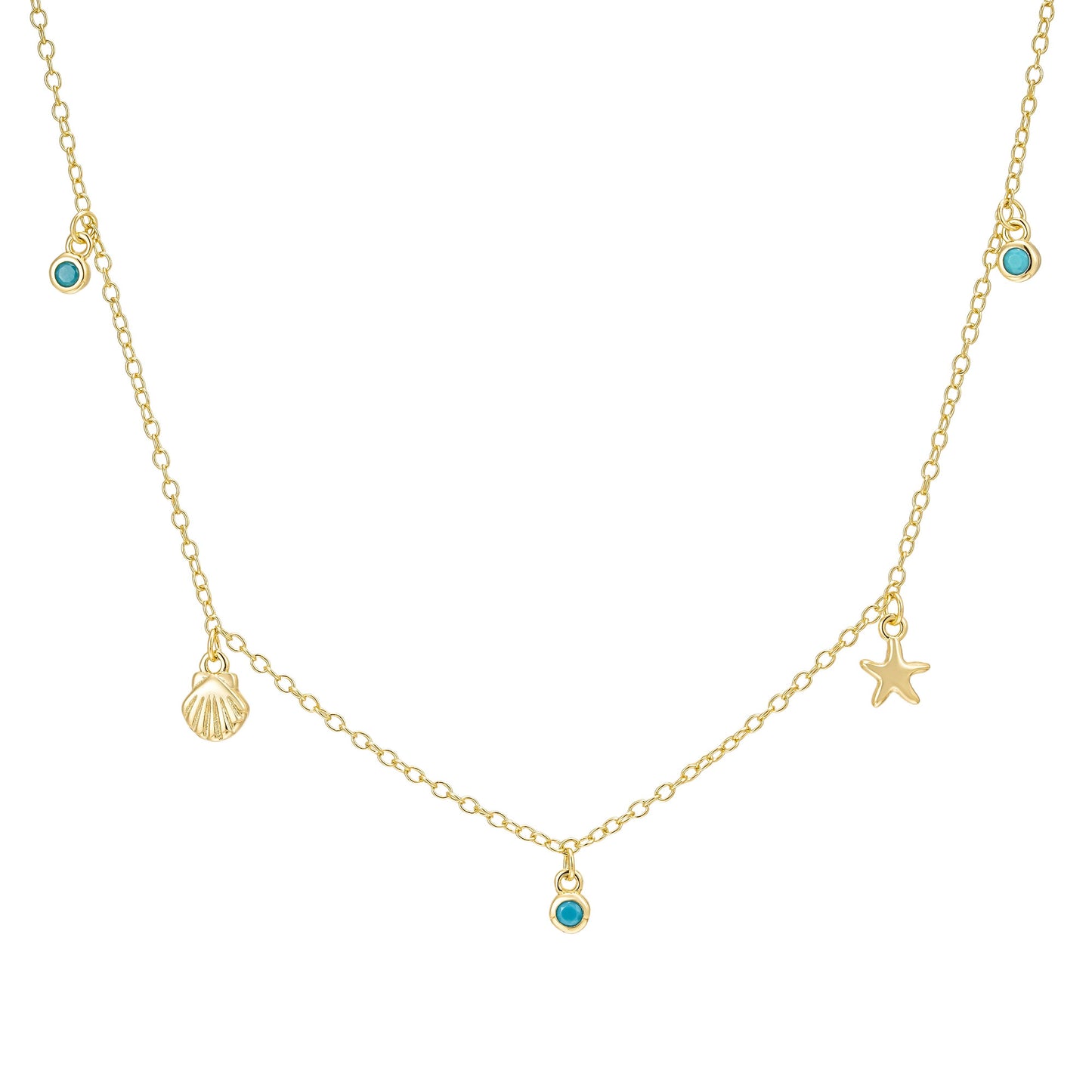Shelling Charm Necklace: Gold Plated