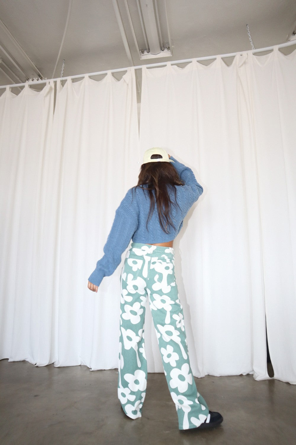 Drippy Floral Pants Sage
