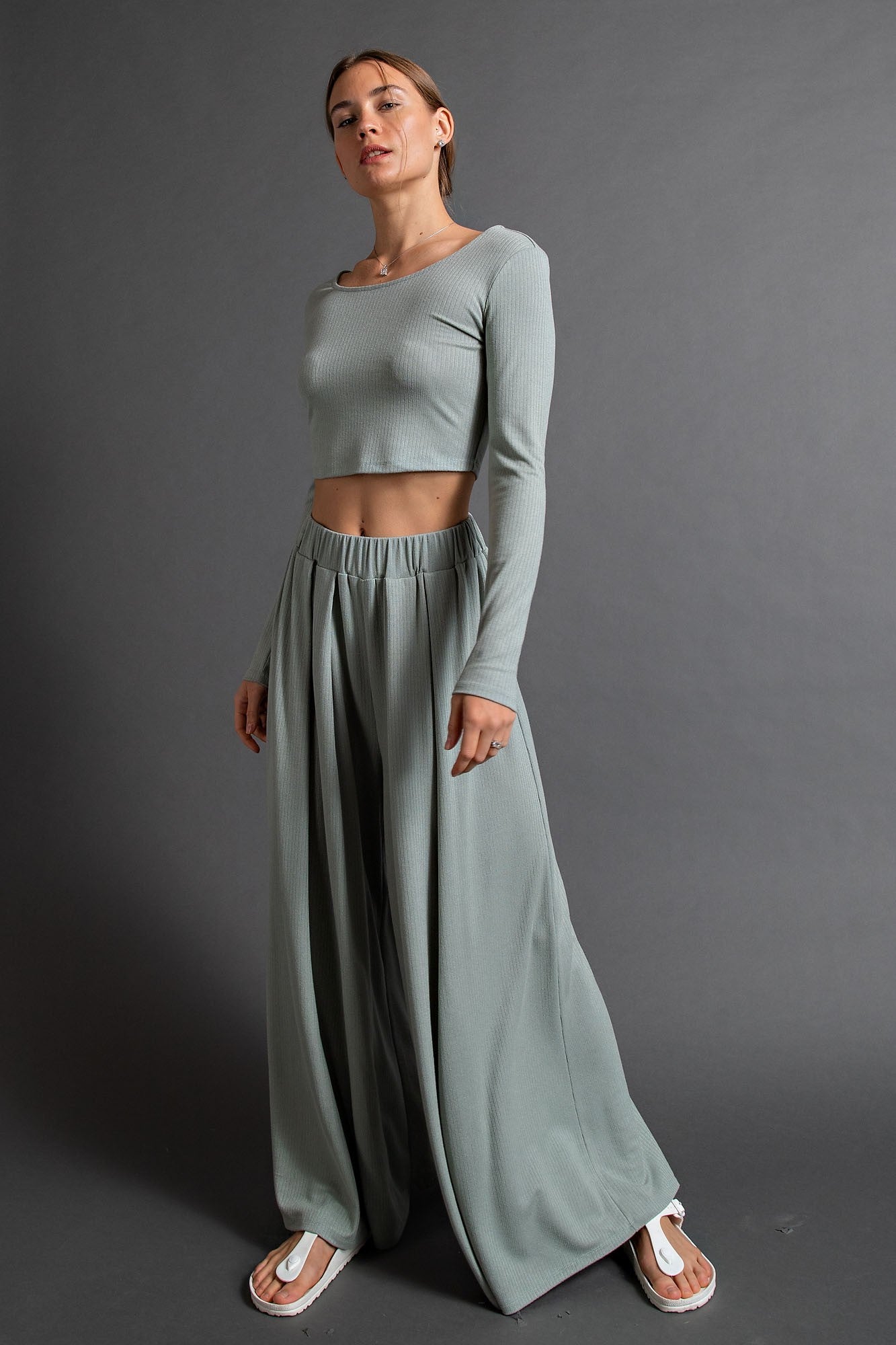 Breezy Nights Wide Leg Ribbed Pants