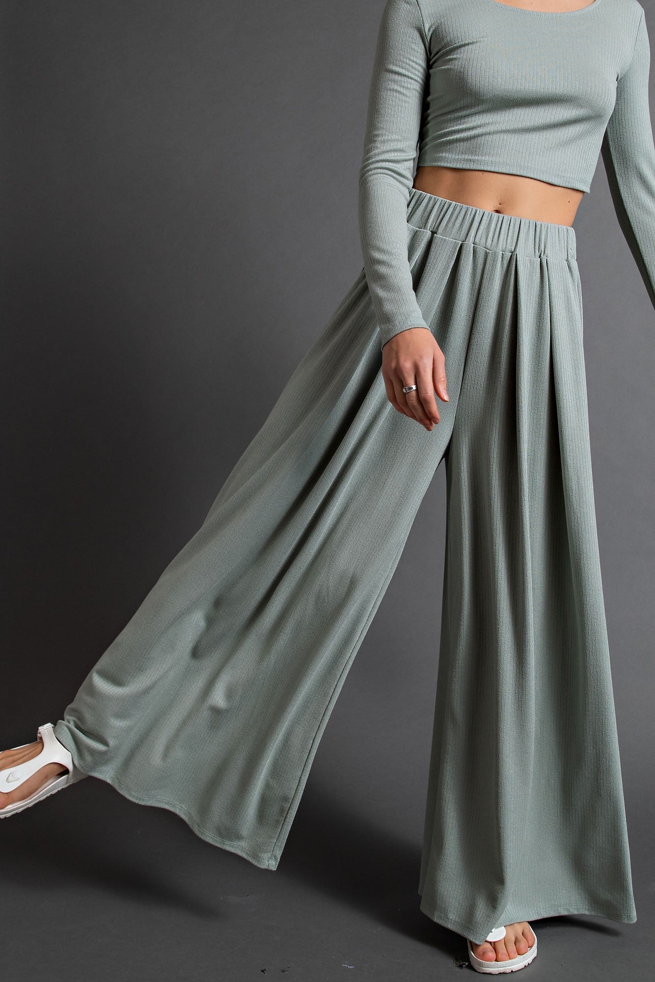 Breezy Nights Wide Leg Ribbed Pants