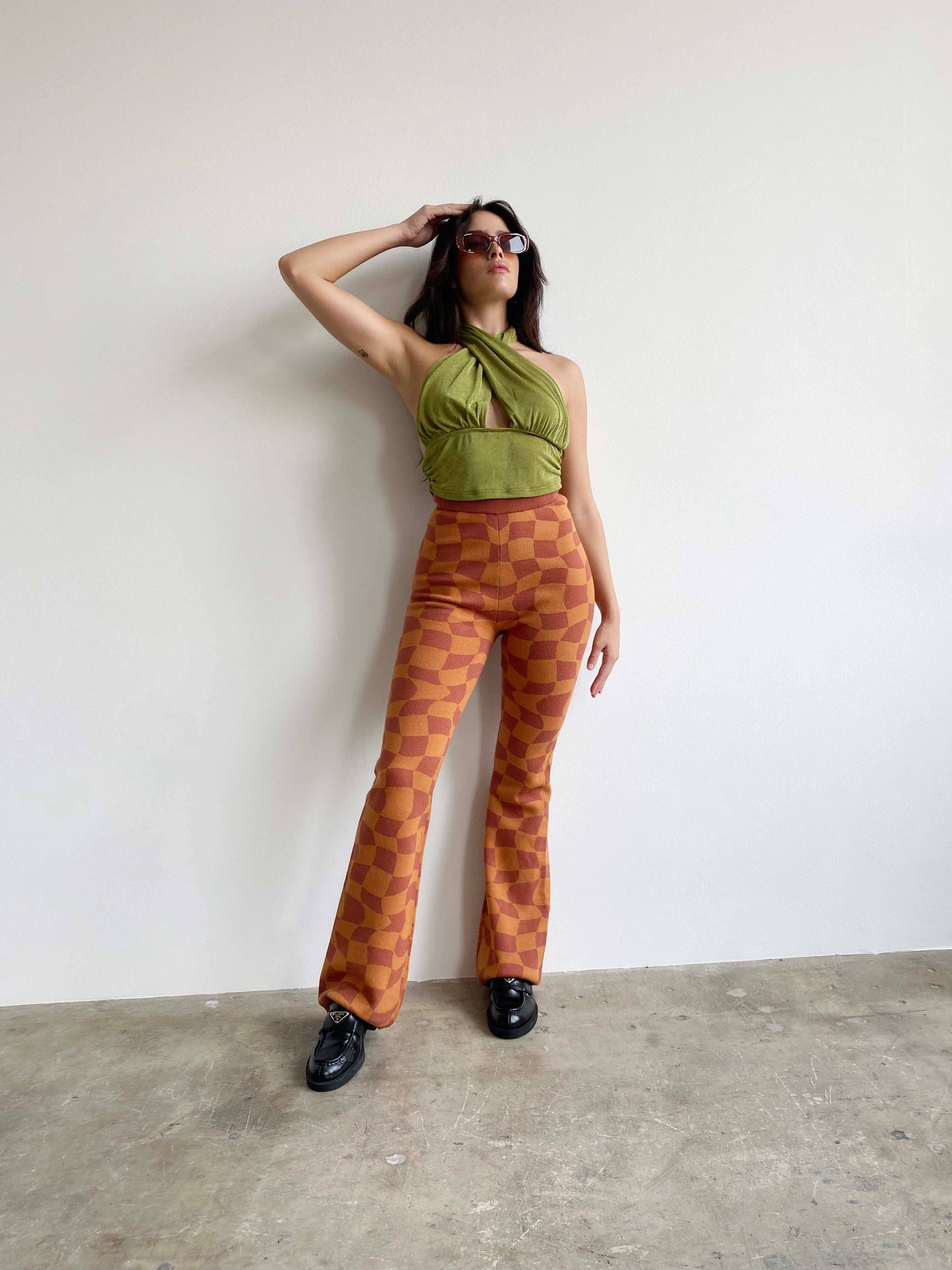 Checkered Knit Pants