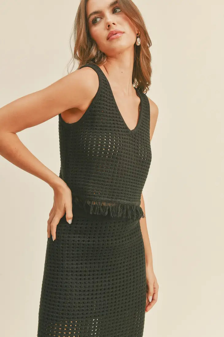Lost Seas Crochet Top Black