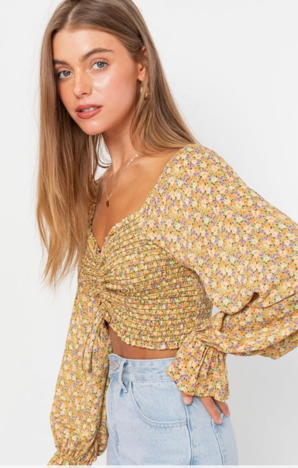 Ruched Smocked Blouse