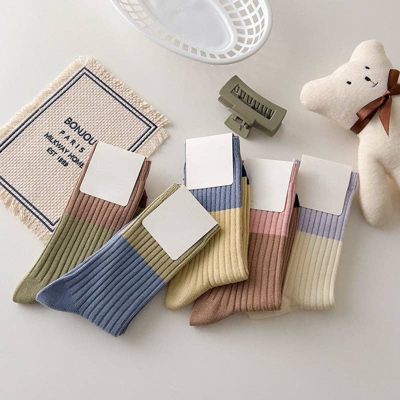 Contrast Stripe Socks Ast