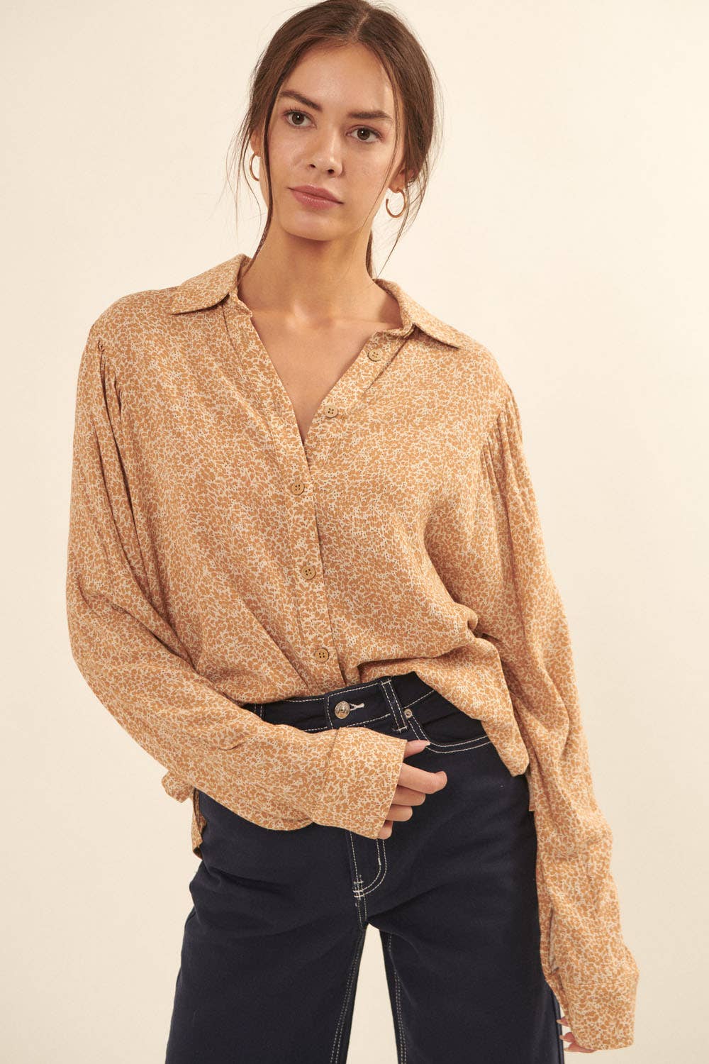 Floral Collared Oversized Shirt