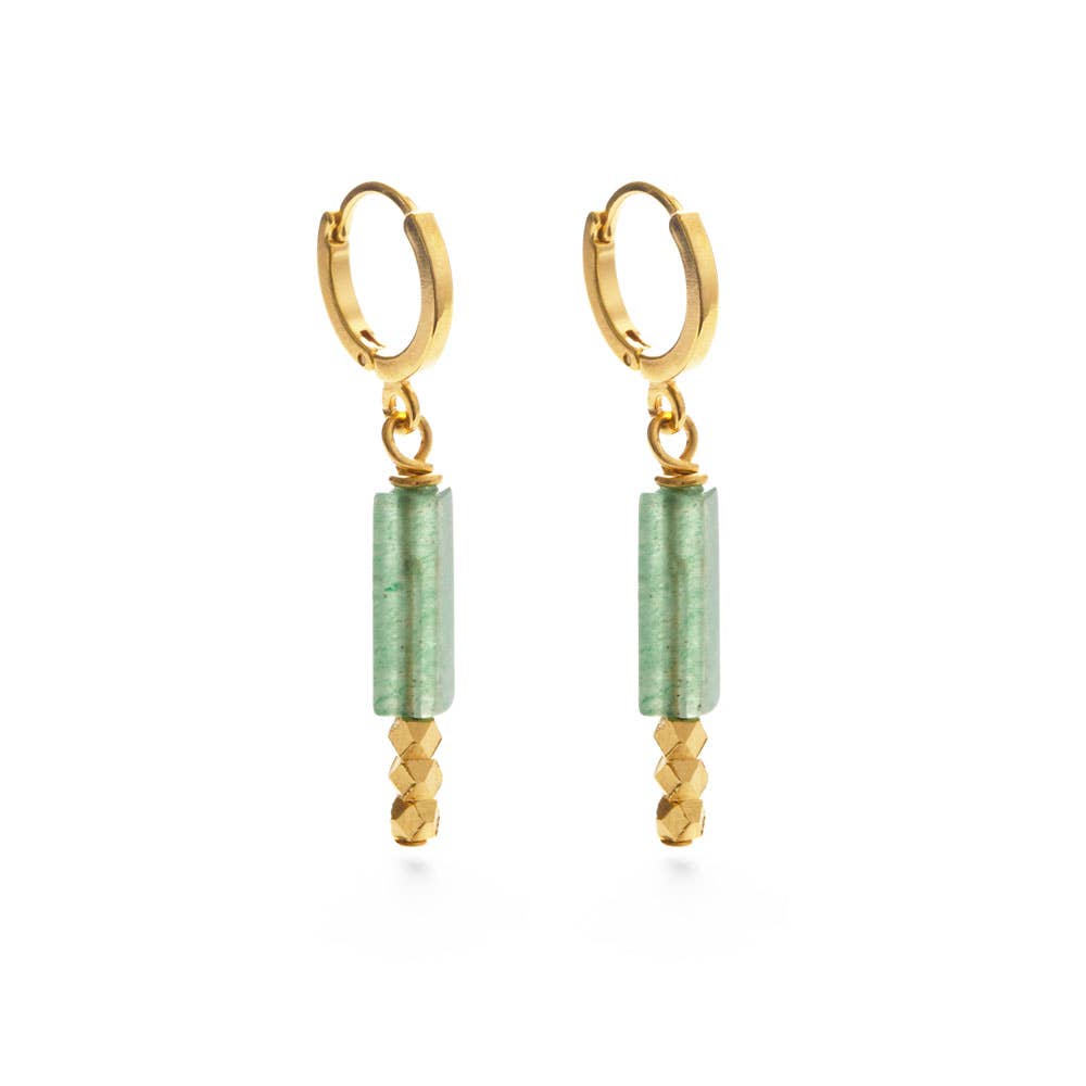Gemstone Bar Drop Earrings Aventurine