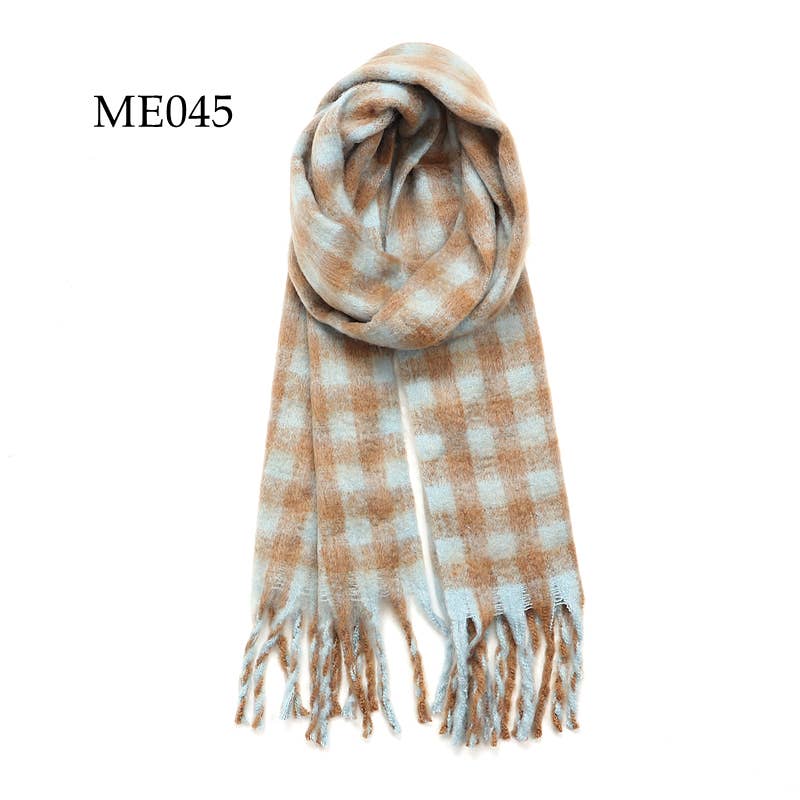 Chunky Checkered Scarf Brown/Blue