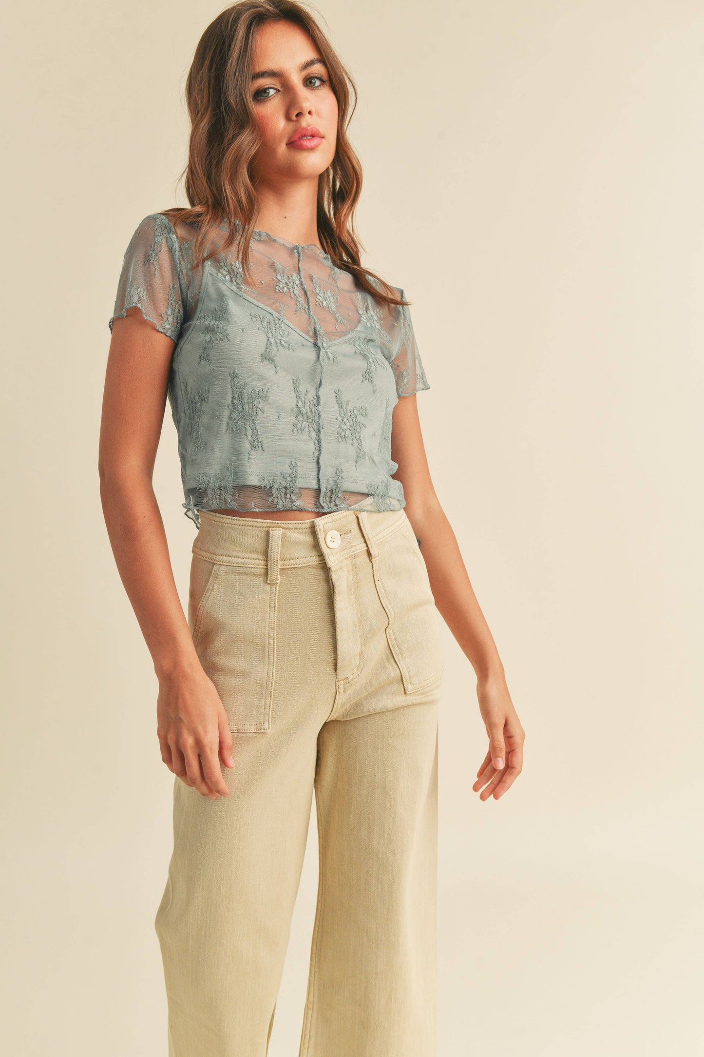 Rosie Lace Top Blue