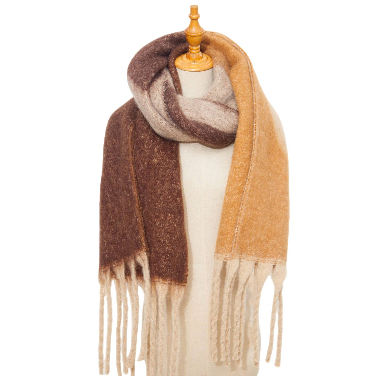 Chunky Abstract Scarf Brown