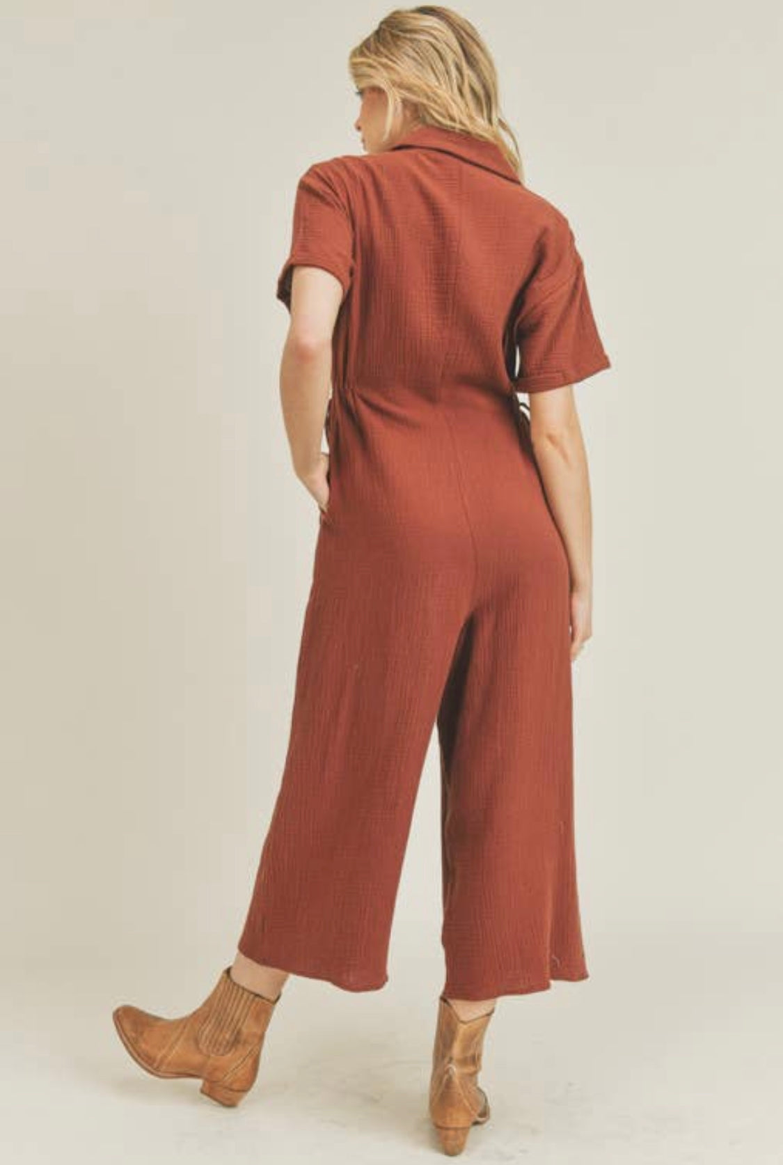 Collared Gauze Jumpsuit