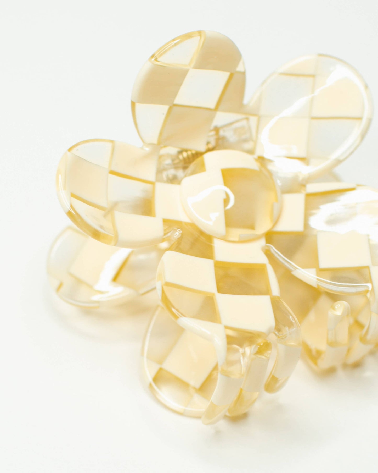 Checker Flower Hair Claw