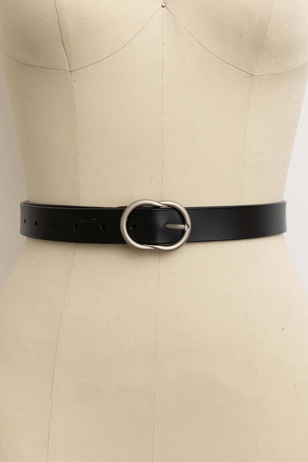 Round Buckle Leather Belt