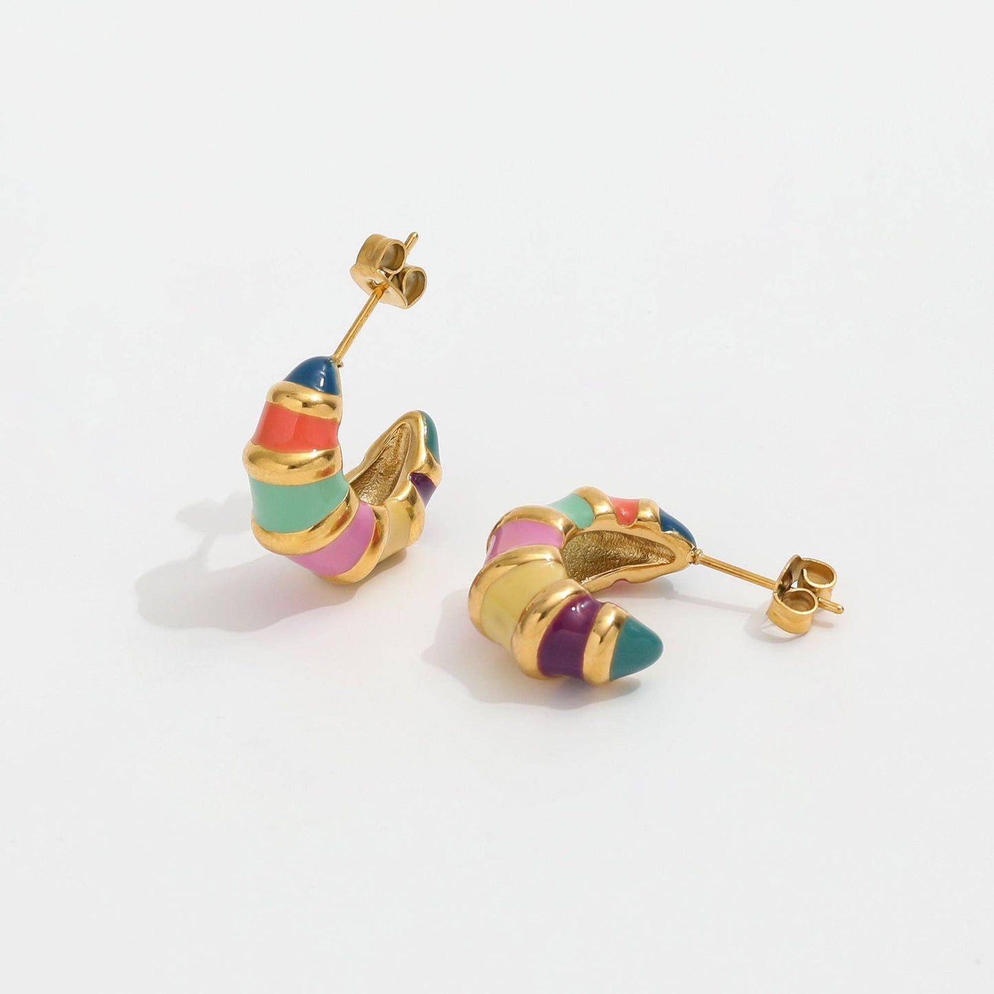 Nadine Colorful Enamel Hoop Earrings