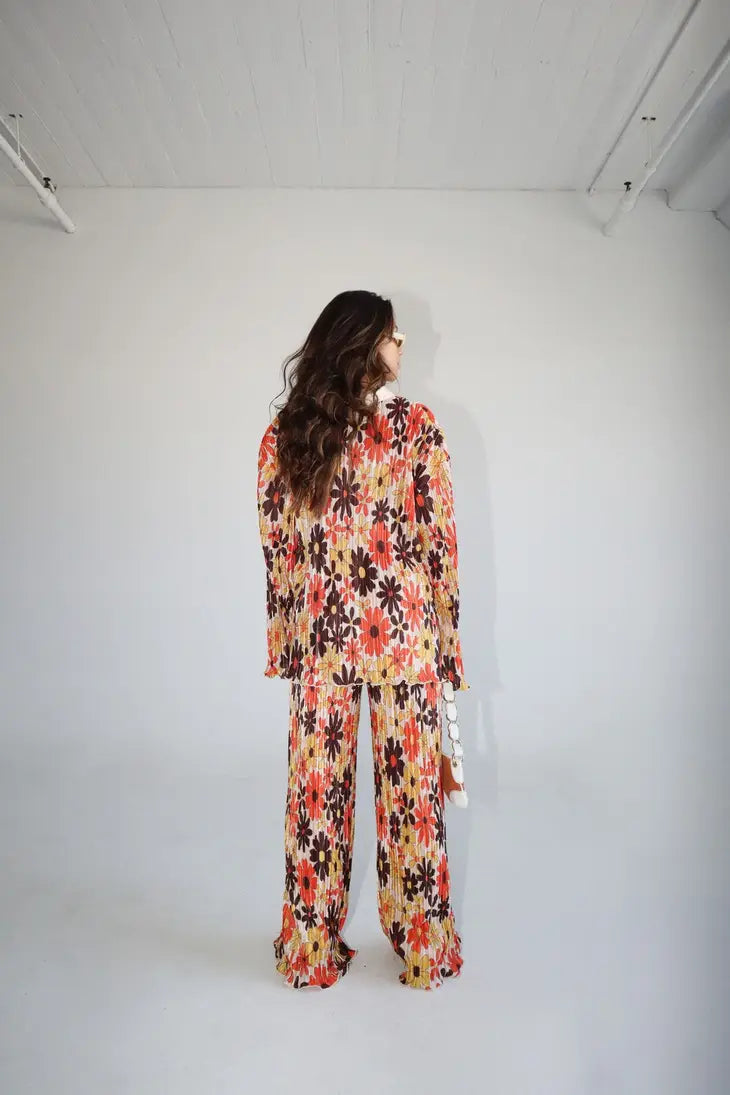 Wild Bloom Plisse Pants