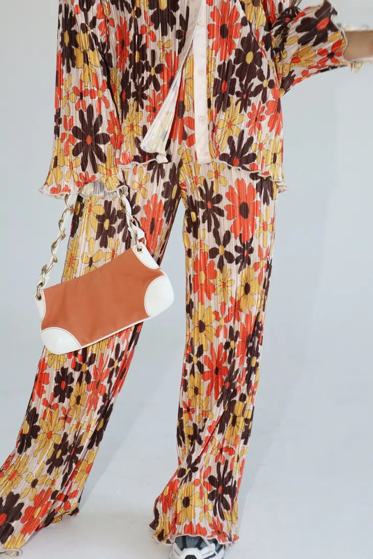 Wild Bloom Plisse Pants